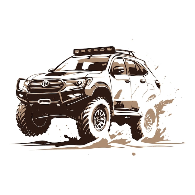 Vector off road car with mud illustration