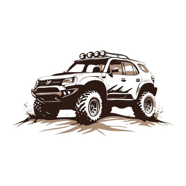 Vector off road car with mud illustration