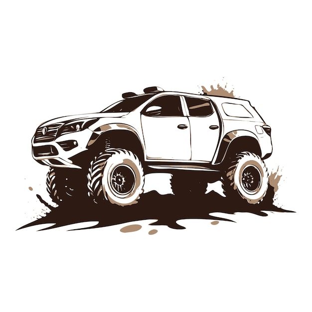 Vector off road car with mud illustration