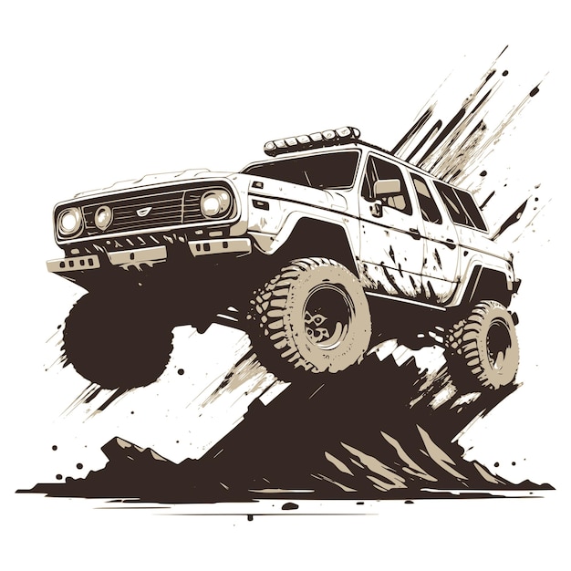 Off road car with mud illustration