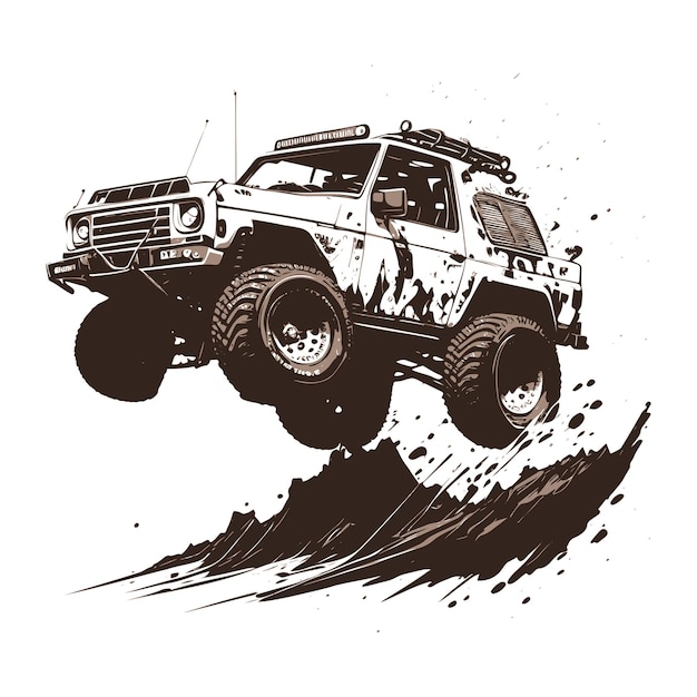 Off road car with mud illustration