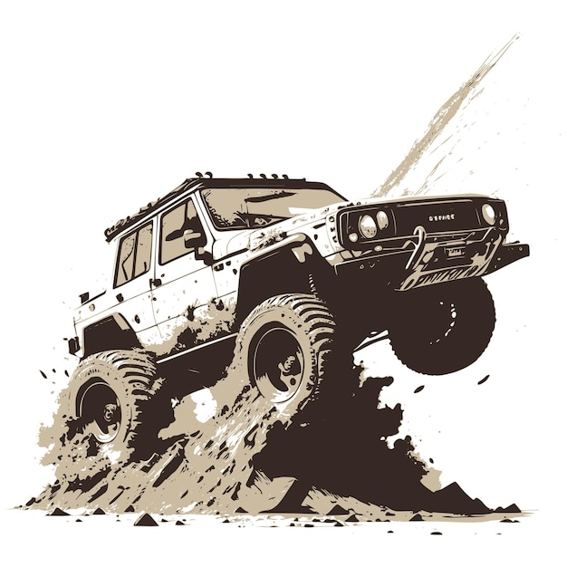 Off road car with mud illustration