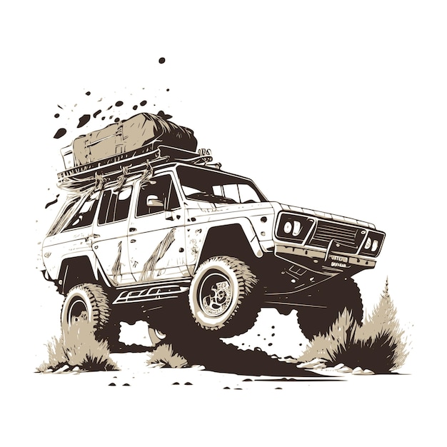 Off road car with mud illustration