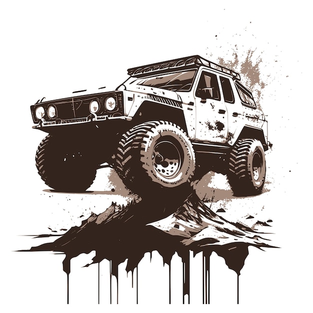 Vector off road car with mud illustration