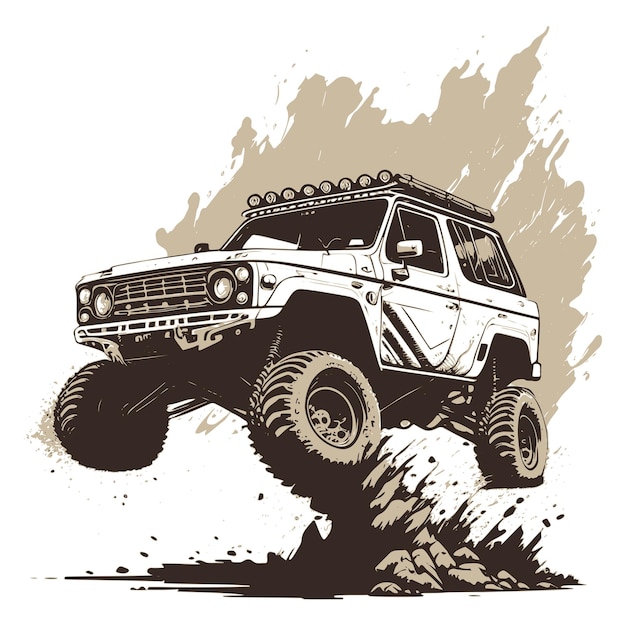 Off road car with mud illustration