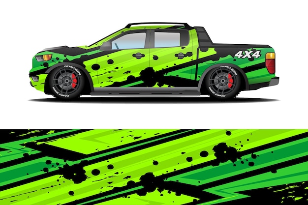 オフロード車ラップ カラーリング ステッカー デザイン抽象的なレース グラフィック背景