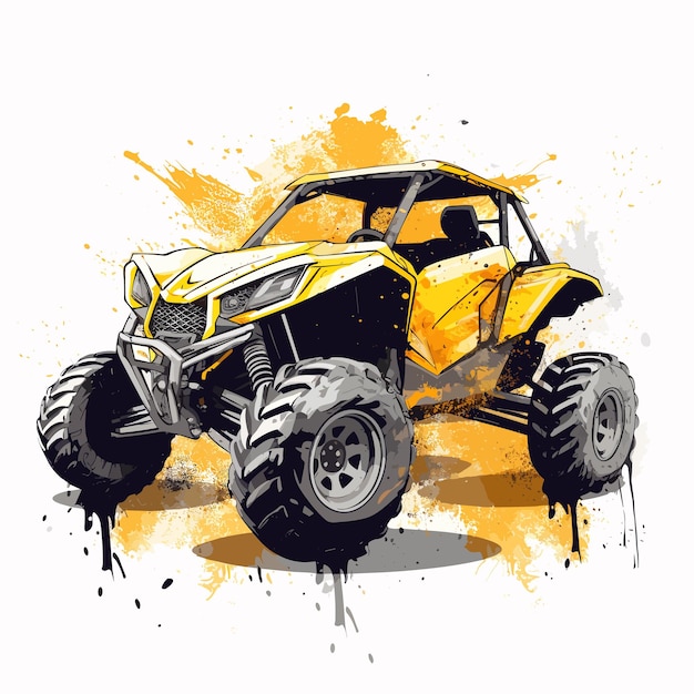 Vector off road concept illustration yellow car on white background