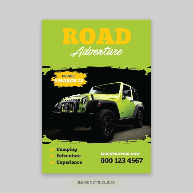 Off road flyer template road adventure poster design