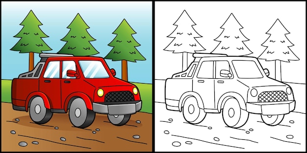 Off Road Truck Coloring Page Vehicle Illustration