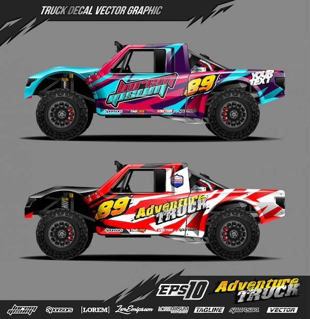 Off road truck decal wrap illustration