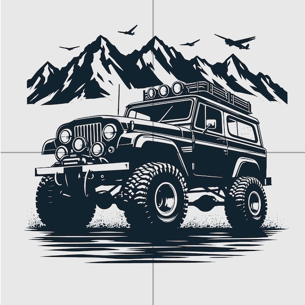 Avventura off-road vettoriale off-road monster truck art illustrazione vettoriale