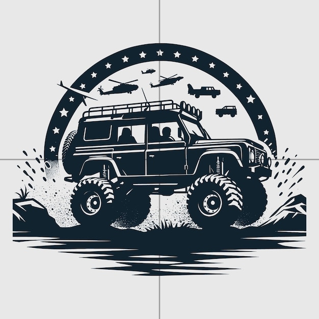 Off road vector adventure off road monster truck off road car forest silhouette vector file