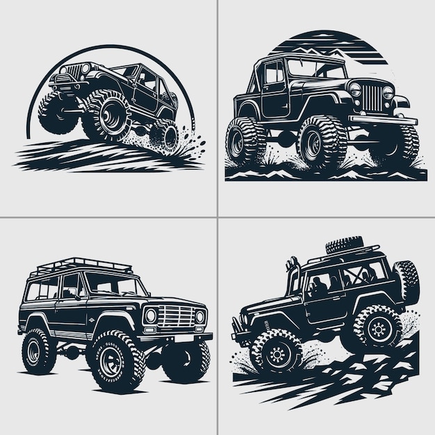 Off road vector adventure off road monster truck off road car forest silhouette vector file