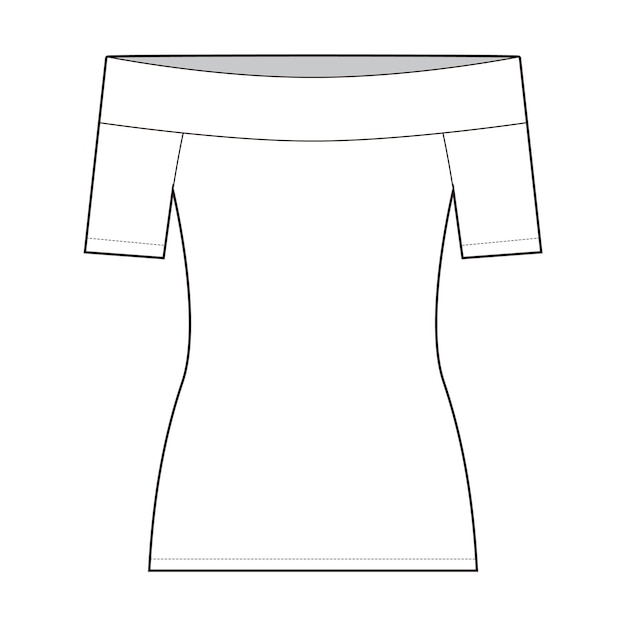 Off the shoulder Top Flat Drawing Fashion Flat Sketches