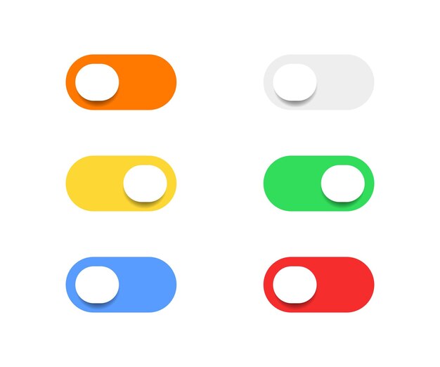 On and off toggle switch buttons or flat style switch buttons set vector illustration