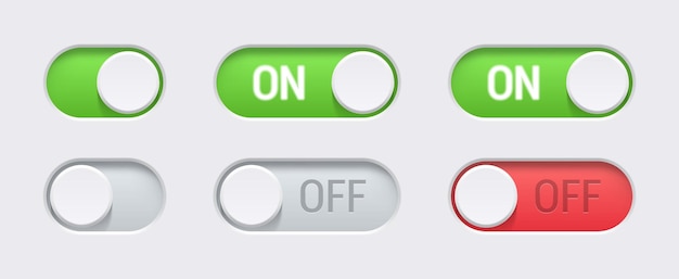 On and off toggle switch buttons Flat vector illustration