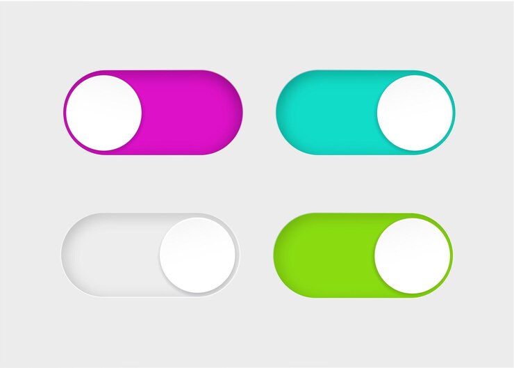 Premium Vector On and off toggle switch buttons material design