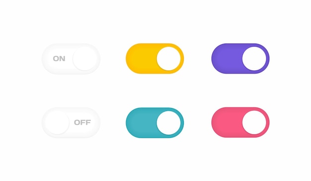 Кнопки включения и выключения. Современная векторная иллюстрация в плоском стиле.