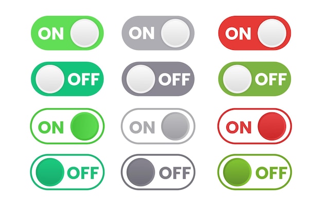 on and off toggle switch buttons set set of switch on and off icons flat icon on and off toggle swit