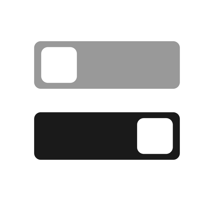 Vector on off toggle switch buttons switch slider in modern toggle