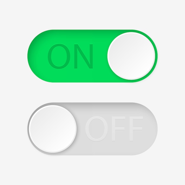 Vector on and off toggle switch buttons.