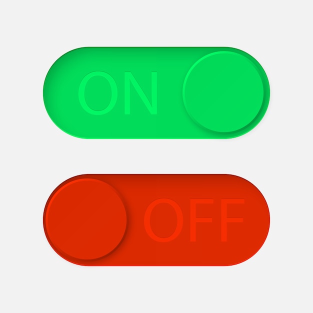 Premium Vector On and off toggle switch buttons.
