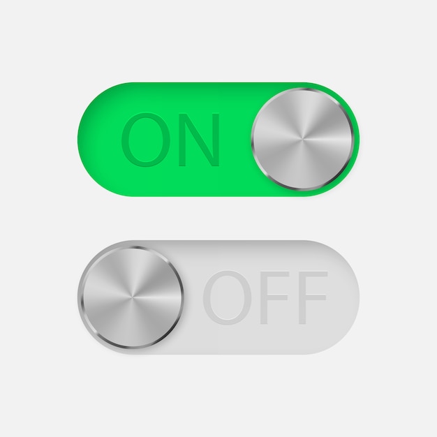 Vector on and off toggle switch buttons.