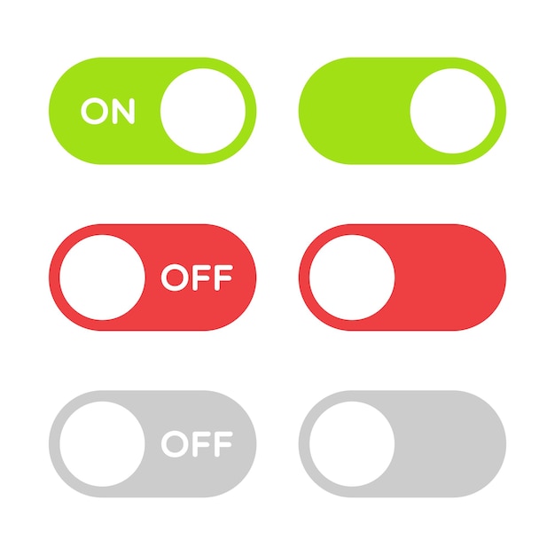 On and Off Toggle Switch Buttons