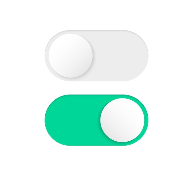 On and Off Toggle Switch. Slider buttons to turn on and off.