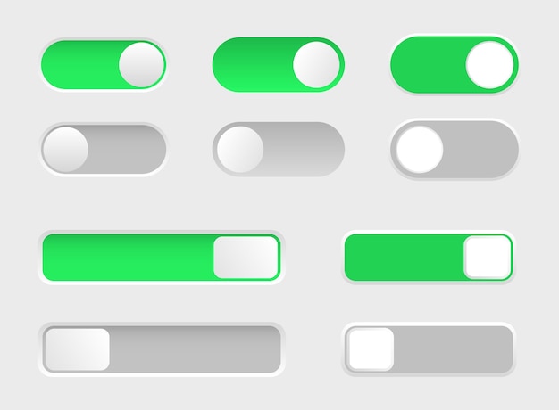 On and Off toggle switches Collection of slider buttons