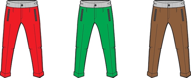 OFFBEAT tween jongen broek BW Flat Sketch technische tekening vector illustratie sjabloon