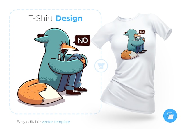 Vector offended fox in hoodie t-shirt design. print for clothes, posters or souvenirs. vector illustration