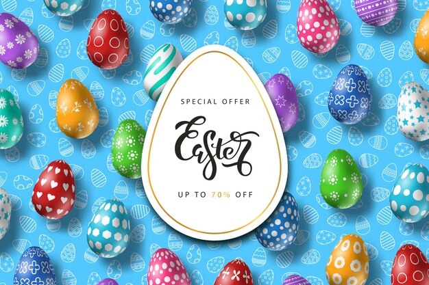 Offer for Easter sale with eggs template