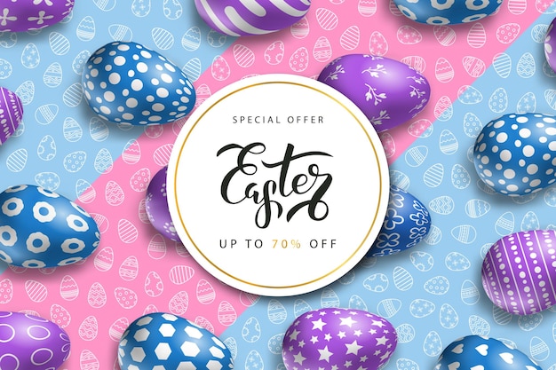 Offer for Easter sale with eggs template