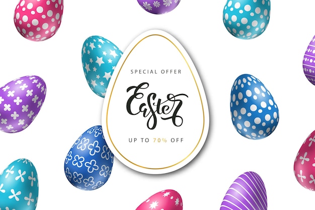 Vector offer for easter sale with eggs template