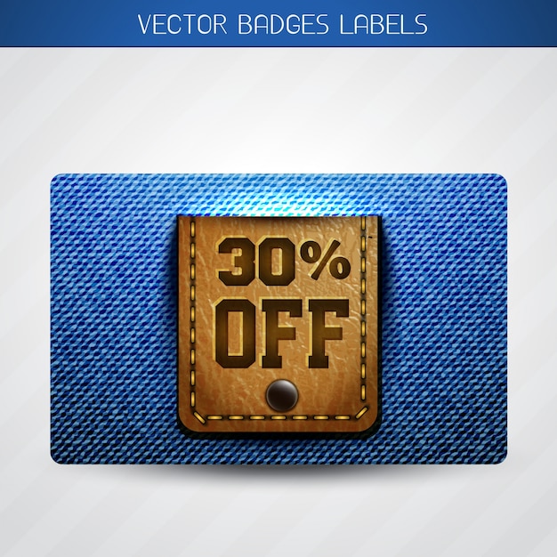 Vector offer label of leather and jeans