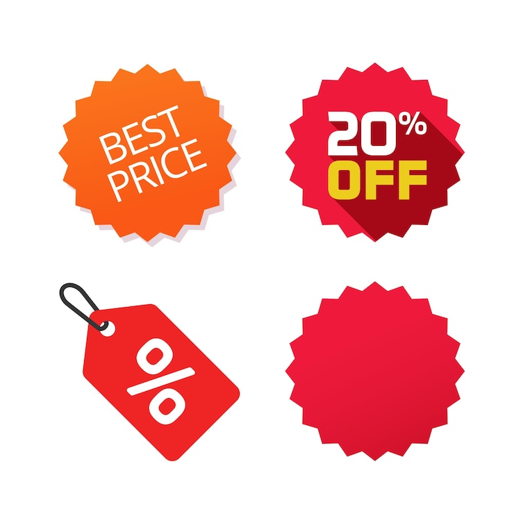 Vector offer promo special best price tag icon or discount off sale label badge product shop sticker
