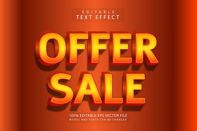 Vector offer sale editable text effect 3 dimension emboss modern style