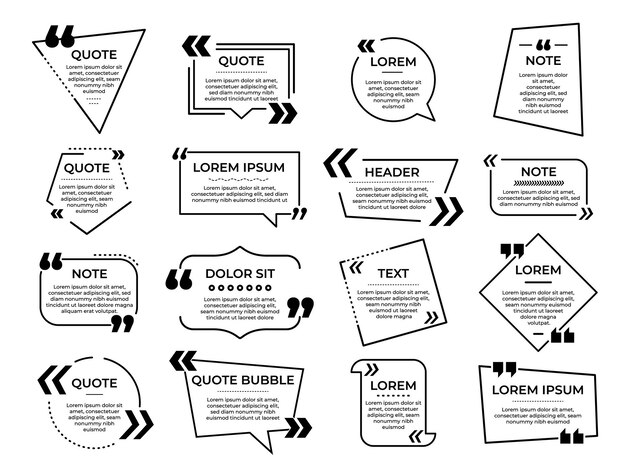 Offerte frame Bericht offerte memo info tekstballonnen sjablonen Tekstmarkering chatbox of lijn commentaar banners recente vector set Citaat bericht dialoog toespraak opmerking illustratie