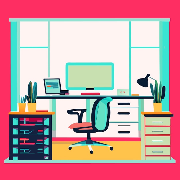 Vector office for 20 persons no bg vector illustration cartoon