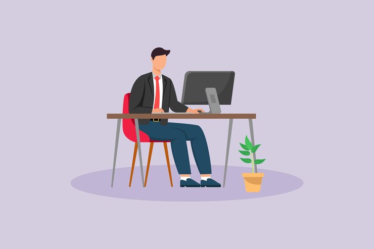 Vector office activity concept colored flat vector illustration isolated