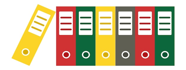 Vector office-bestandspictogram in vector- en bestandsvector en geel rood en groen bestandspictogram en vectorontwerp