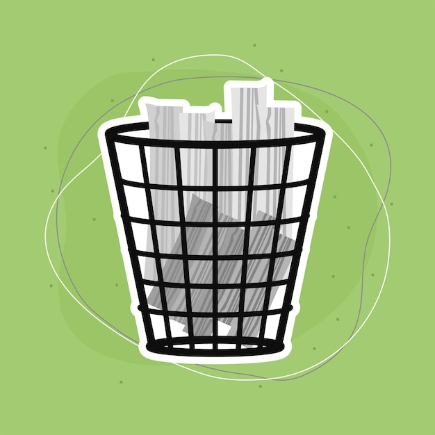 Vector office bin with paper