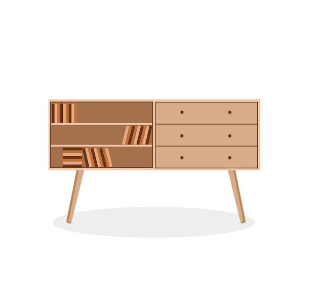 Vector office cabinet with shelves for books. vector illustration in flat cartoon style.