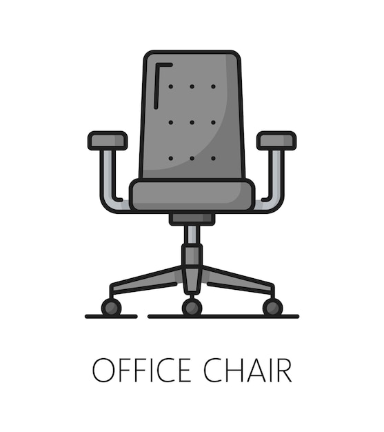 사무실 의자 가구 아이콘 홈 인테리어 현대적인 가구 선 기호 사무실 또는 호텔 로비 내부 항목 격리된 벡터 개요 그림 인체공학적 의자 얇은 선 기호 또는 아이콘