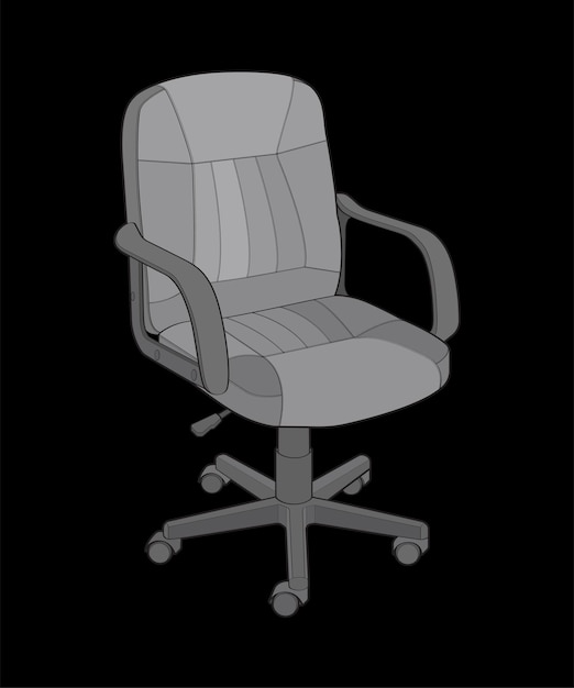 Office chair isolated vector art Vector illustration interior furniture on black background Office chair vector art for coloring book
