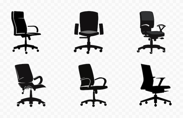 Office chair silhouettes vector Set Desk chair black vector collection