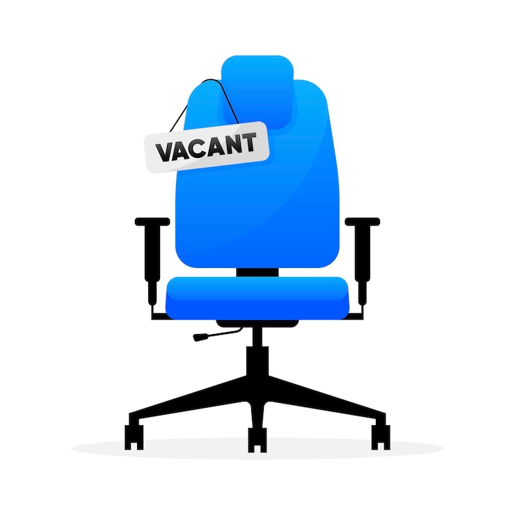 Vector office chair with a sign vacant we are hiring open vacancy hiring and recruiting concept vector illustration