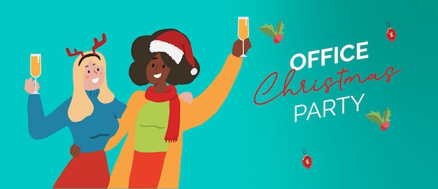 Vector office christmas party banner