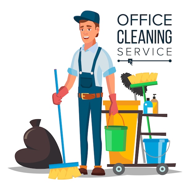 Vector office cleaner